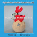 Handmade red ceramic reindeer christmas decoration for promotion